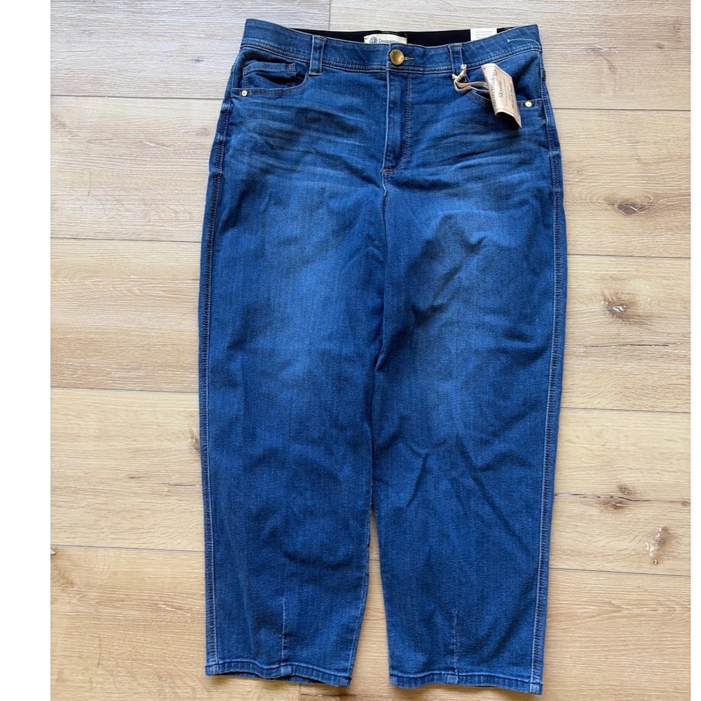 Democracy Skyrise Ab Technology Straight Leg Crop Jeans Blue Denim size 16